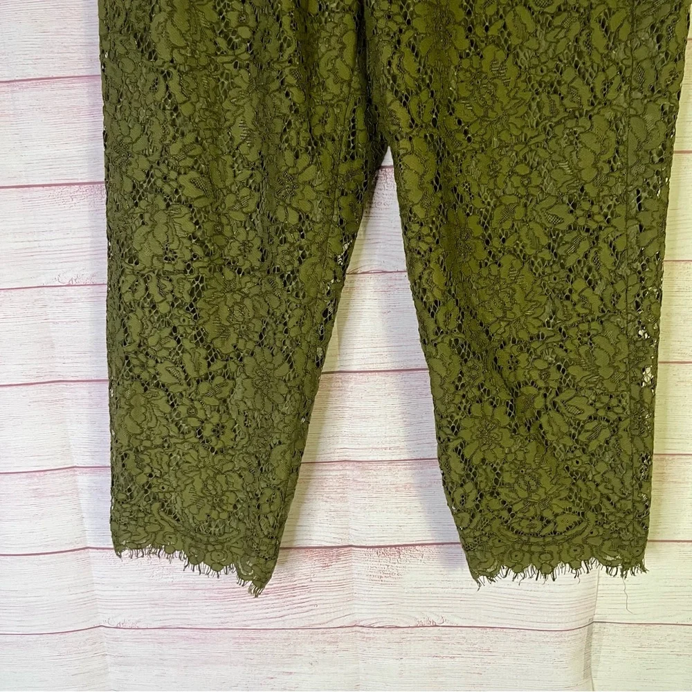 J Crew Olive Green Lace Pull‎ Pants Size 6P